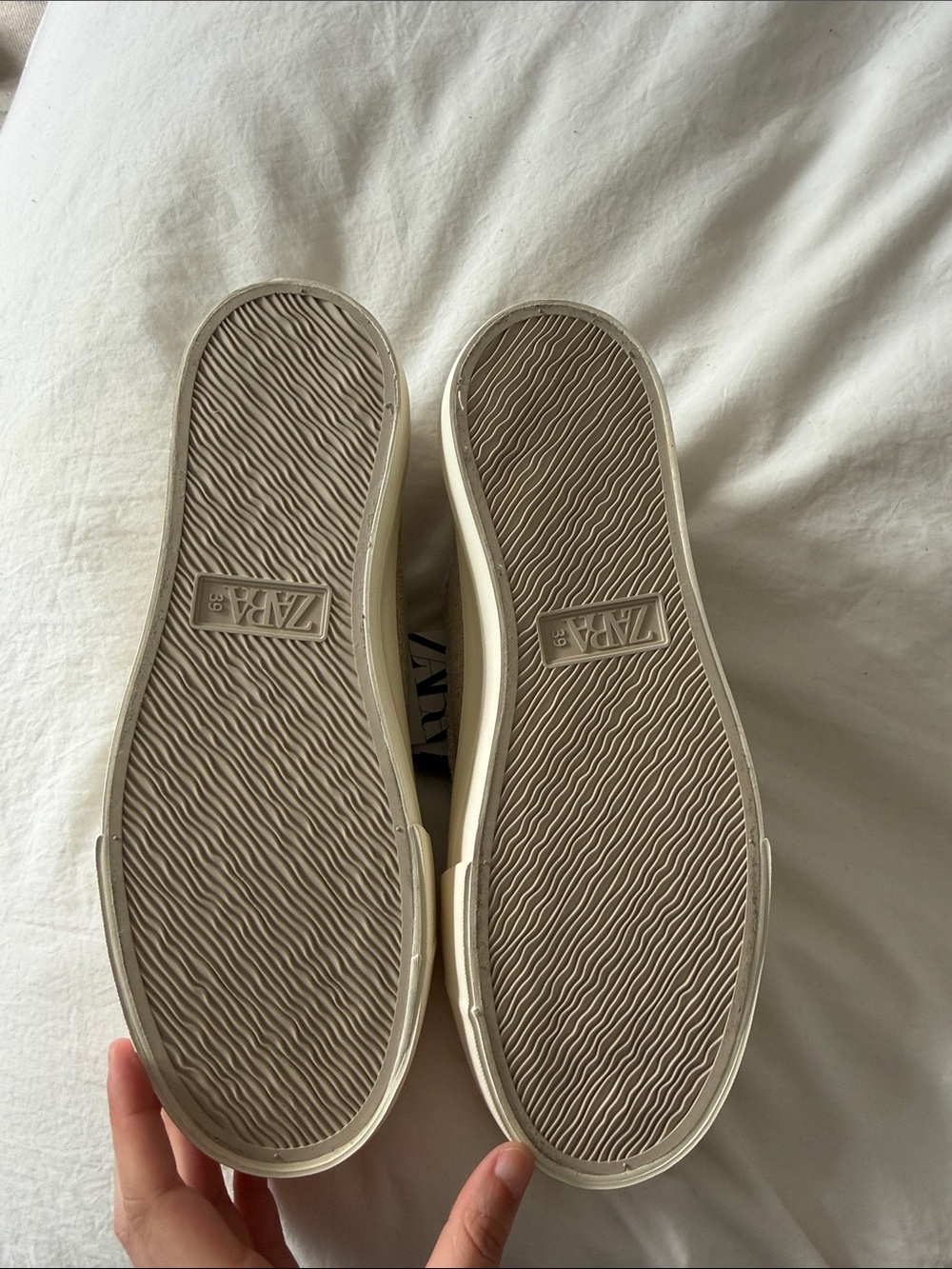 Zara Beige Canvas Platform Sneakers - Picture 4 of 7